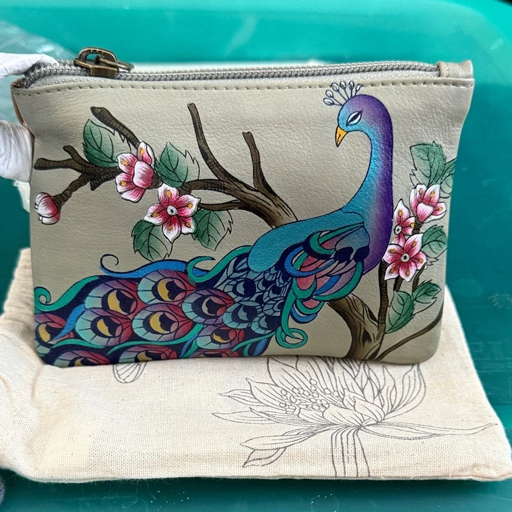 Anna Anuschka-Hand painted “ Leather coin purse .